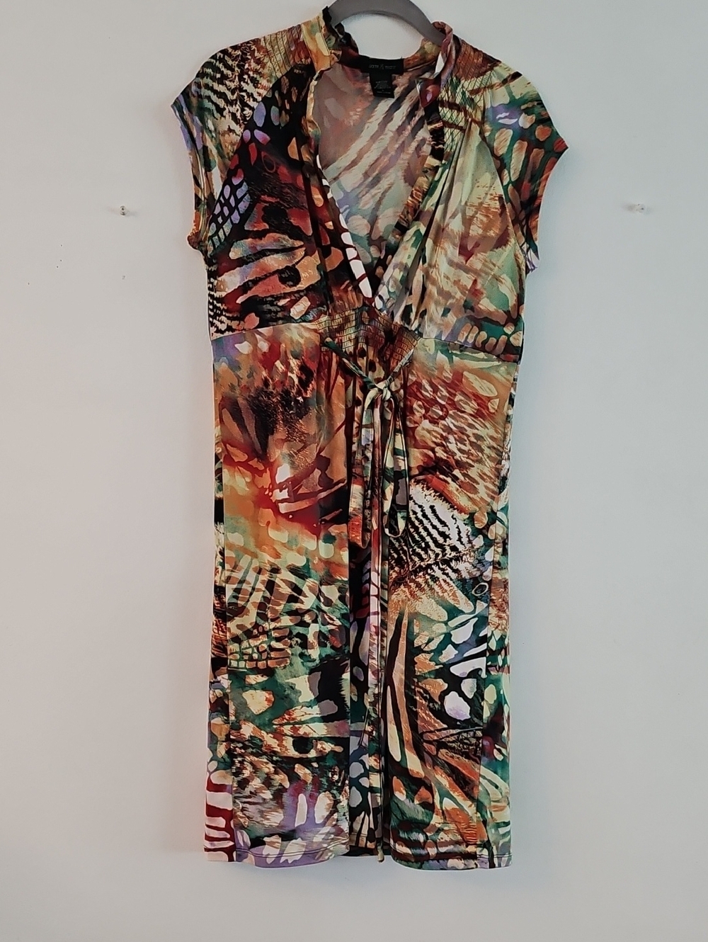 L Women's Sam & Max Multi-Color Abstract Print Midi Dress